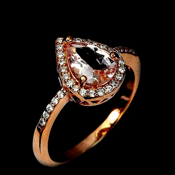 1.6 Natural Morganite Champaign 14K over 925 Ring - Picture 3 of 7